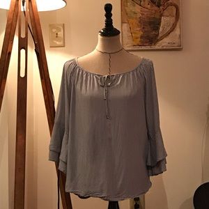 Christopher & Banks Boho Ruffle Sleeve Blouse S